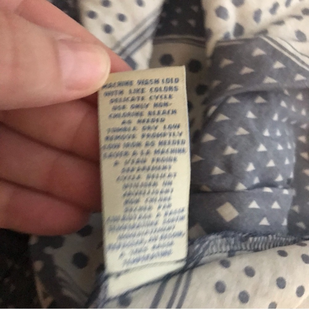 NWT Anthropologie Odille Patchwork Ruffle Top 12 blue white polka dots button - Picture 11 of 11